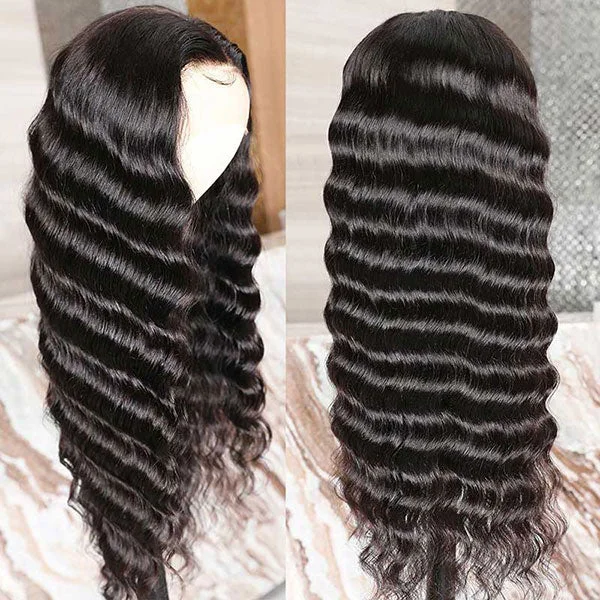 Junoda Loose Deep Wave 4C Kinny Edges 13x4 Frontal Wig Human Hair Wig Pre Plucked Mani Jean Recommend