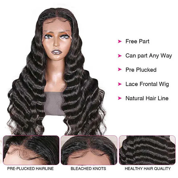 Junoda Loose Deep Wave 4C Kinny Edges 13x4 Frontal Wig Human Hair Wig Pre Plucked Mani Jean Recommend