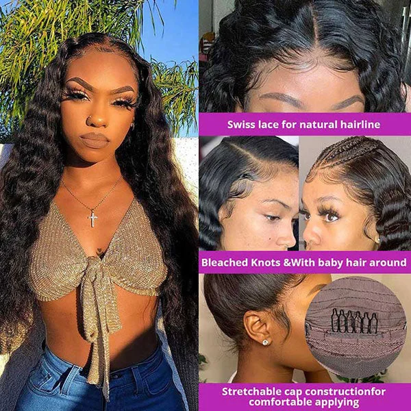 Junoda Loose Deep Wave 4C Kinny Edges 13x4 Frontal Wig Human Hair Wig Pre Plucked Mani Jean Recommend