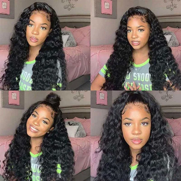 Junoda Hair Loose Deep Wave 13x6 Lace Frontal Human Hair Wigs Prepluck Brazilian Lace Closure Wig