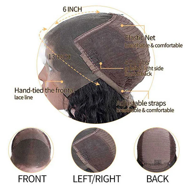 Junoda Hair Loose Deep Wave 13x6 Lace Frontal Human Hair Wigs Prepluck Brazilian Lace Closure Wig