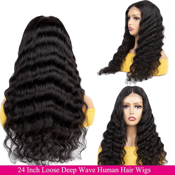 Junoda Hair Loose Deep Wave 5x5 Lace Closure Human Hair Wig Pre Plucked Brizlian Remy Hair