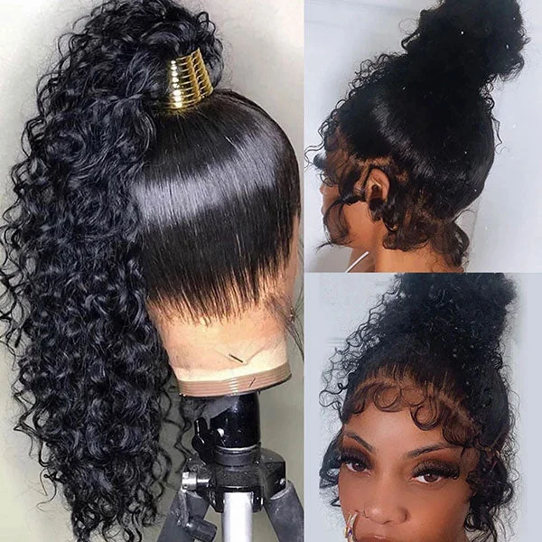 Junoda Kinky Curly 360 Lace Frontal Wig Preplucked with Baby Hair Human Hair Wigs