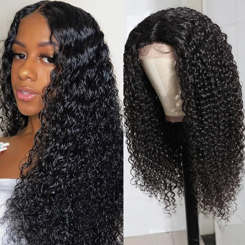 Junoda Kinky Curly Hair T Part Lace Wigs Virgin Human Hair Wigs