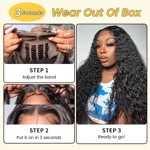 Junoda Kinky Curly Wear & Go Wig Pre Cut Lace Plucked Glueless Human Hair Wigs