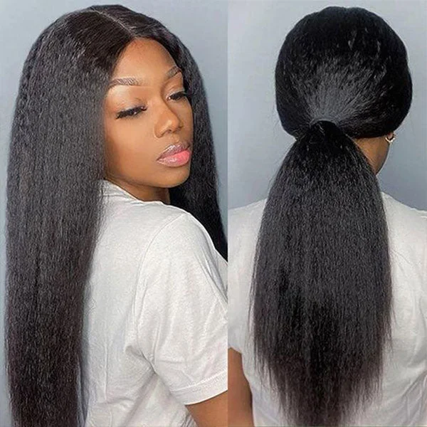 Junoda Kinky Straight 4x4 Lace Closure Wig Full & Thick Transparent Lace Human Hair Wigs