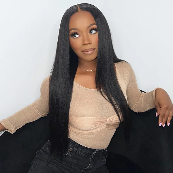 Junoda Kinky Straight Wear & Go Wig Pre-Cut 6x4.5 Lace Closure Glueless Human Hair Wigs ulovemegz Recommend