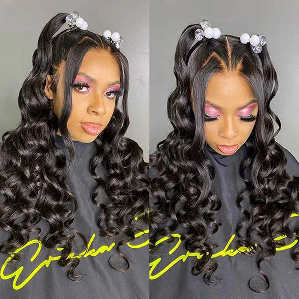 Junoda Loose Wave Lace Wig 100% Human Hair Wigs Bouncy Loose Curly 4x4 13x4 Wig