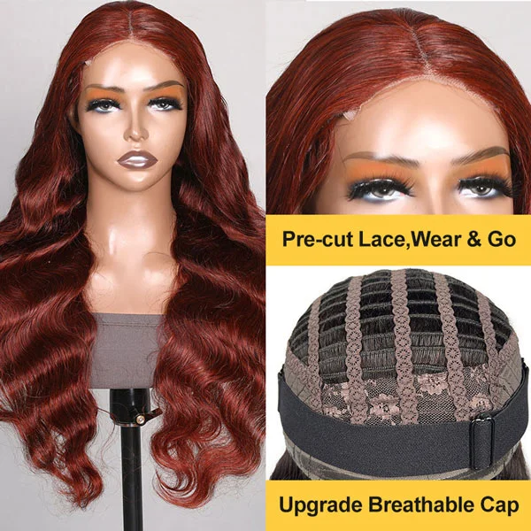 [Save $100] Junoda Reddish Brown Body Wave Wig Pre Cut Lace Wear & Go Glueless Wig