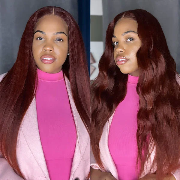 Kashia Jabre Love halssa JustJazzy Recommend Junoda Reddish Brown Kinky Straight Lace Front Wig Auburn Copper Color Yaki Coarse Human Hair Wigs