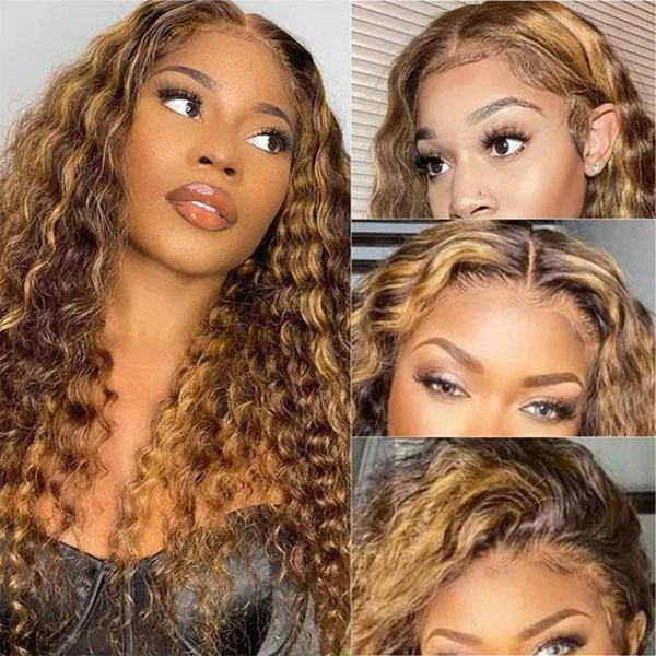 Junoda Wear & Go Highlight Wig Brown Blonde Color Deep Wave Pre-Cut Glueless Lace Wig Obodo Oyinbo Tv Recommend