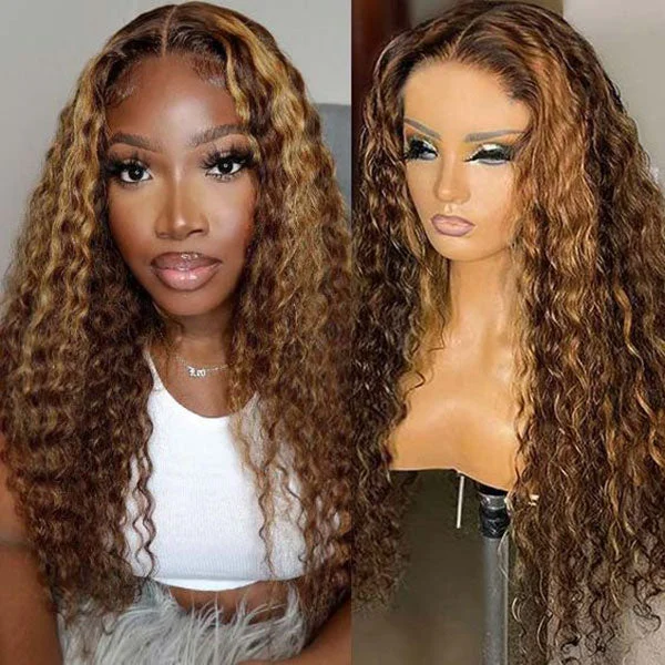 Junoda Wear & Go Highlight Wig Brown Blonde Color Deep Wave Pre-Cut Glueless Lace Wig Obodo Oyinbo Tv Recommend