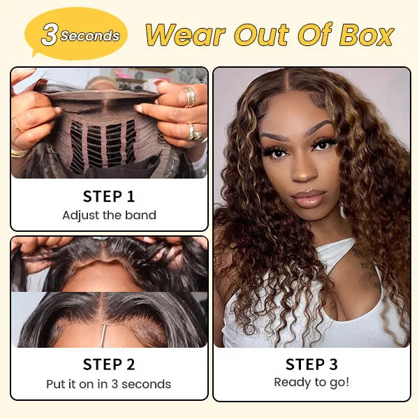 Junoda Wear & Go Highlight Wig Brown Blonde Color Deep Wave Pre-Cut Glueless Lace Wig Obodo Oyinbo Tv Recommend