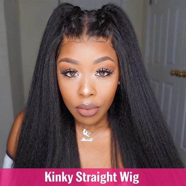 Junoda Wig Kinky Straight 100% Human Hair Transparent 13x6 Lace Frontal Wigs