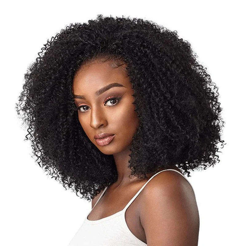 Junoda Yaki Curly 13x6 Human Hair Wig Transparent Lace Frontal Wigs