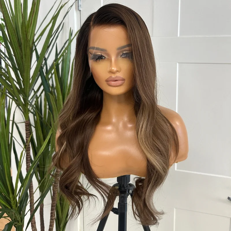 KAYLA-22” Rooted Chestnut Brown Human Hair HD Lace Frontal Wig