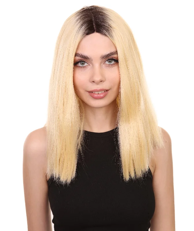 Khlo Women's Mid Length Lace Front Straight Hair With Dark Roots - Adult Fashion Wigs | Nunique