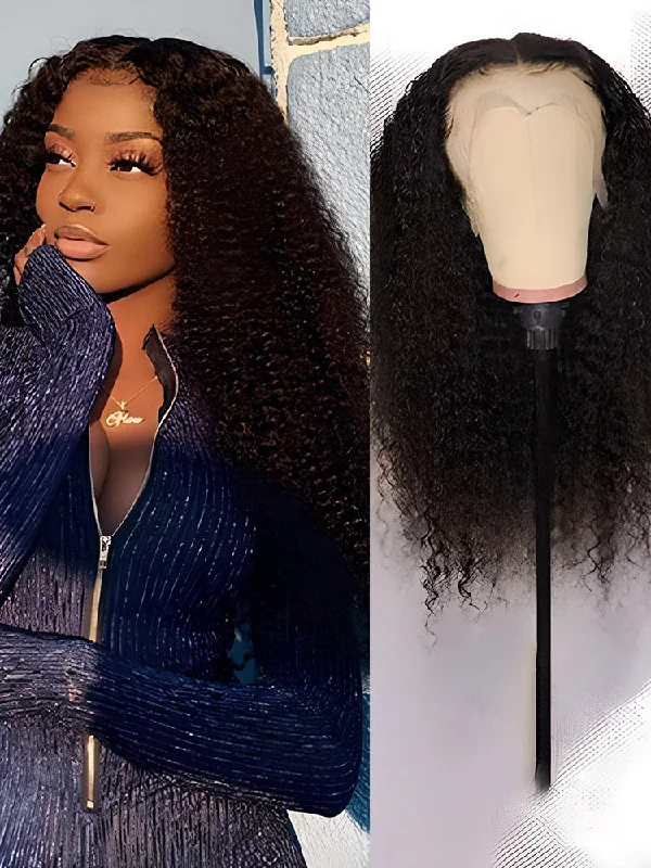 CurlyMe Virgin Human Hair Kinky Curly 13x4 Swiss HD Lace Wigs Pre Plucked