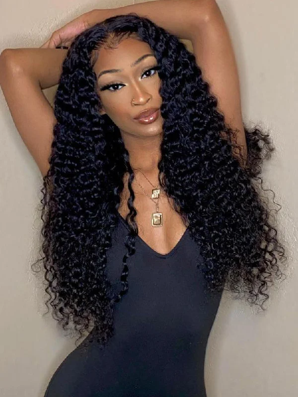 CurlyMe Virgin Human Hair Kinky Curly 13x4 Swiss HD Lace Wigs Pre Plucked