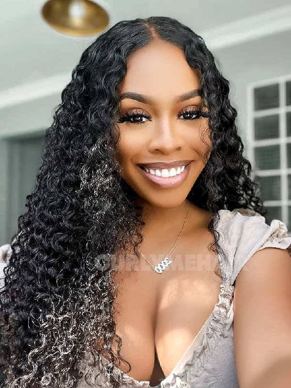 CurlyMe Virgin Human Hair Kinky Curly 13x4 Swiss HD Lace Wigs Pre Plucked