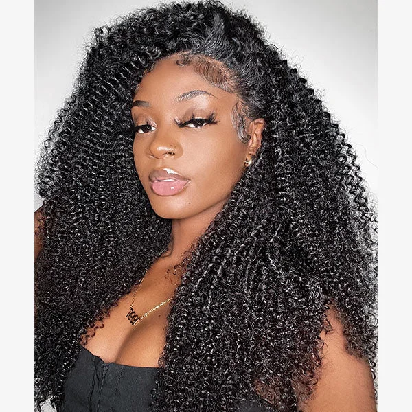 Kinky Curly 4C Edges Lace Frontal Wig Pink Danielle Glow Princesss Recommend Mongolian Virgin Human Hair Glueless Wigs Flash Deal