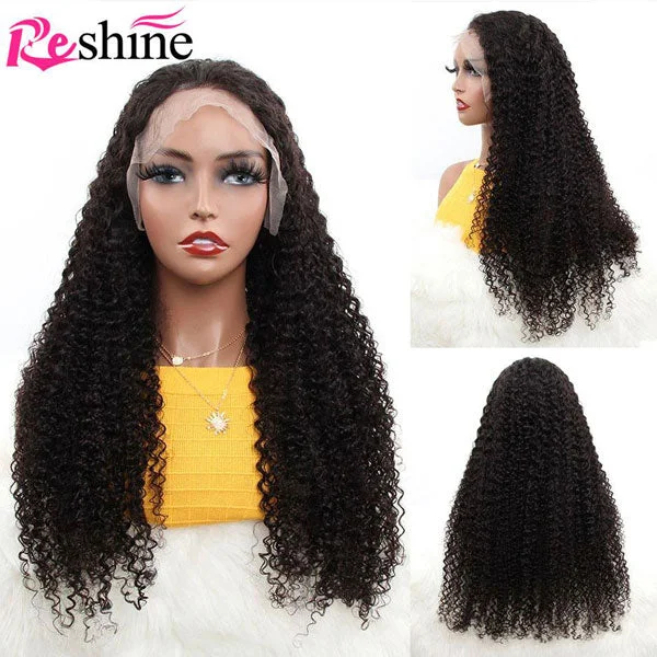 Reshine Hair Kinky Curly Human Hair Wigs 13x4 Lace Front Wigs With Baby Hair Curly Hair Wigs