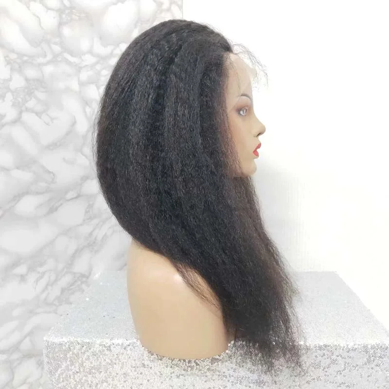 Kinky Straight Human Hair Wig Lace Front High Density  Surprisehair