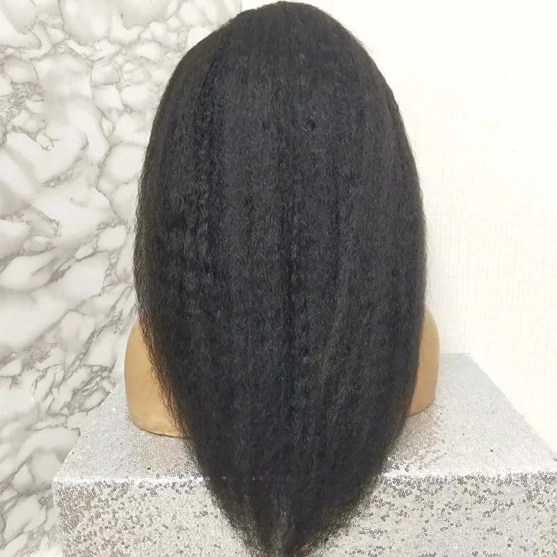 Kinky Straight Human Hair Wig Lace Front High Density  Surprisehair