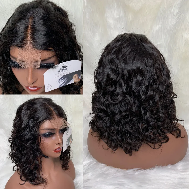 Lace Closure Loose CURLY Bob Transparent