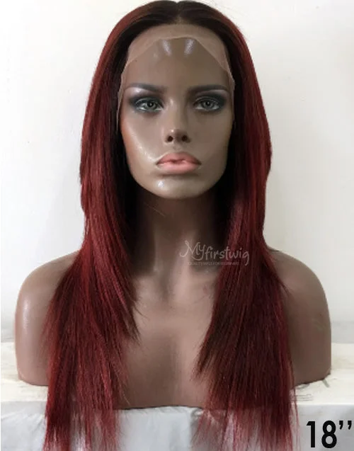 Laurasia - Human Hair Burgundy Ombre Sexy Lace Front Wig - LFW029