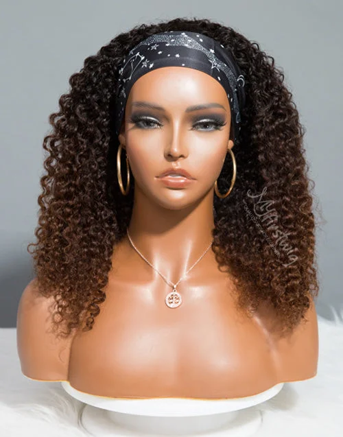 LIBRA - ZODIAC COLLECTION HUMAN HAIR SHORT OMBRE BROWN CURLY WIG - ZC006