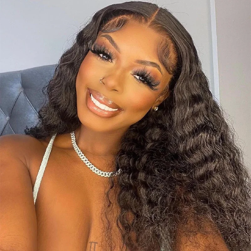 Limited Quantity Celebrity Deep Wave Full Lace Wig Natural Color