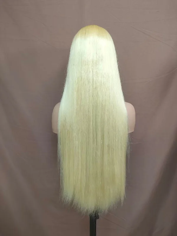 Long Blonde Human Hair Lace Front Straight Wig  for African American