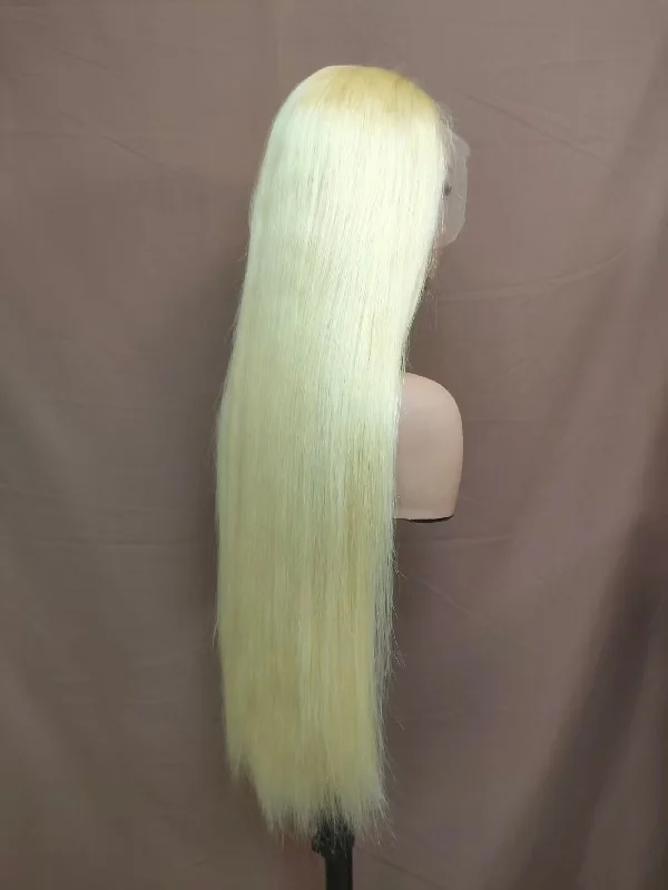 Long Blonde Human Hair Lace Front Straight Wig  for African American