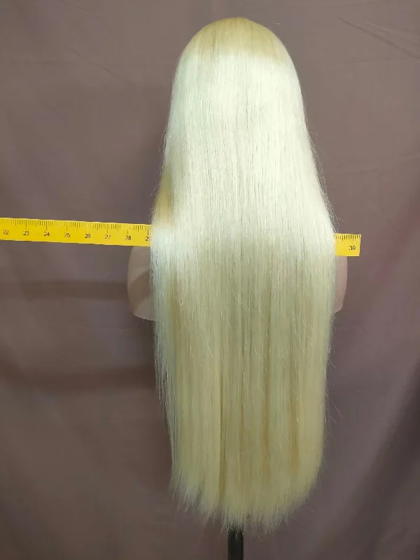 Long Blonde Human Hair Lace Front Straight Wig  for African American