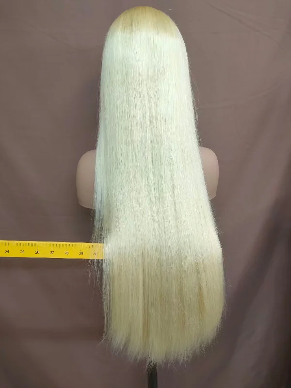 Long Blonde Human Hair Lace Front Straight Wig  for African American