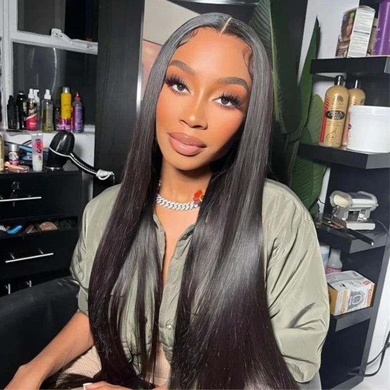 Long Straight 13x5 Lace Front Human Hair Wigs Brazilian Hair Pre Plucked With Baby Hair