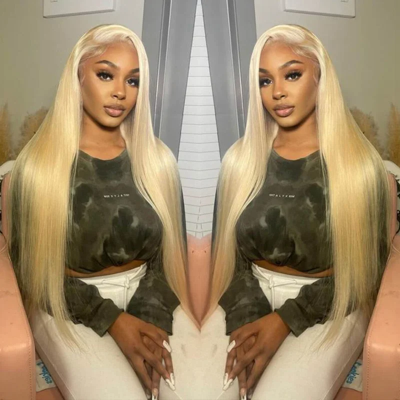 Long Straight 613 Blonde Human Hair 13x4 Lace Front Wig with Baby Hair