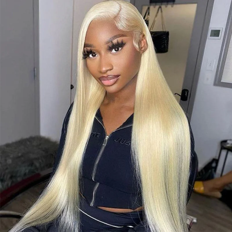 Long Straight 613 Blonde Human Hair 13x4 Lace Front Wig with Baby Hair