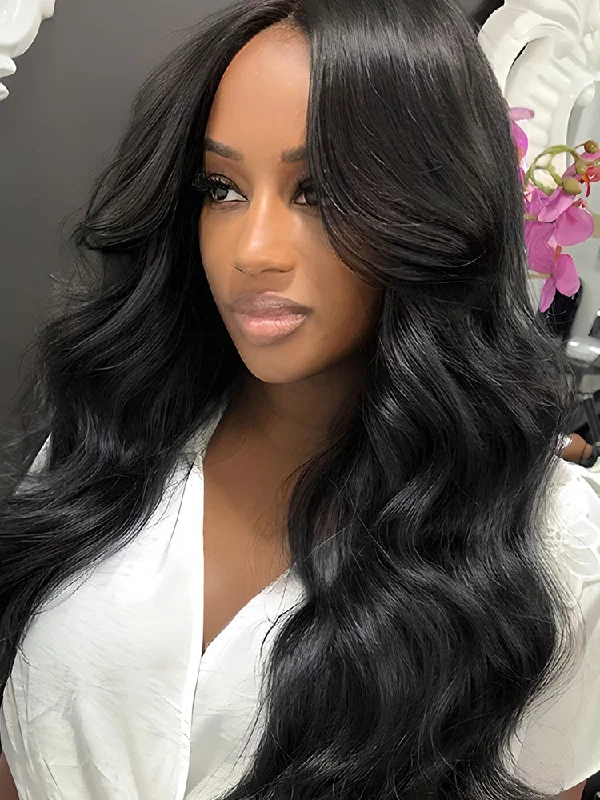 CurlyMe Loose Deep Wave Hair 5x5 Swiss Lace Closure Wigs Pre Plucked Natural Color