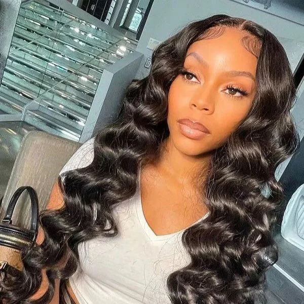 Loose Deep Wave Pre Bleached Knots HD Lace Closure Human Hair Wigs For Black Women