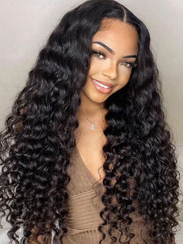 CurlyMe Pre-cut 9x6 Lace M-cap Wear Go Glueless Mini Knots Loose Deep Hair HD Lace Front Wig Pre-plucked