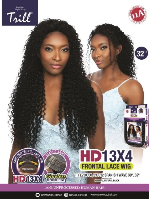 Mane Concept 100% Unprocessed Human Hair Trill 13x4 HD Lace Wig - SPANISH WAVE 30"" 32""  (TRFL230330 & TRFL 230332)