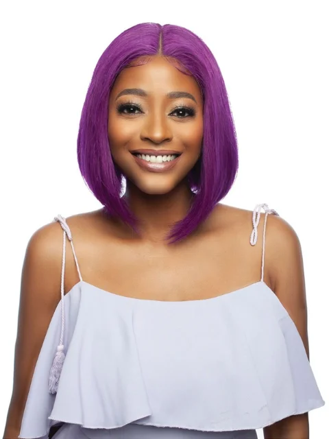 Mane Concept Trill 13A Human Hair HD 6"" Deep Pre-Colored Lace Front Wig - RICH PURPLE STRAIGHT BOB TROC2332