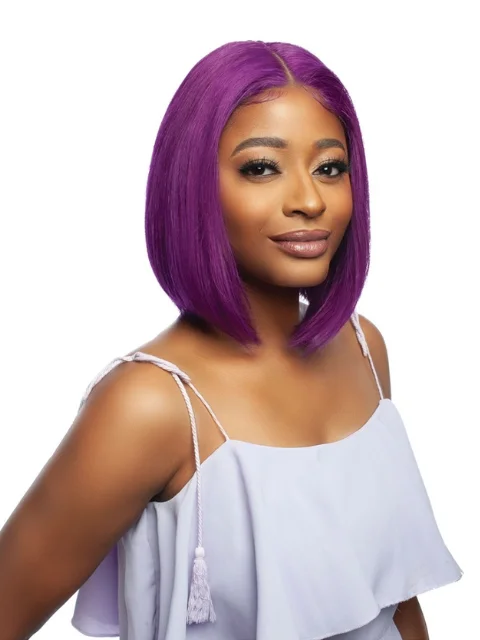 Mane Concept Trill 13A Human Hair HD 6"" Deep Pre-Colored Lace Front Wig - RICH PURPLE STRAIGHT BOB TROC2332