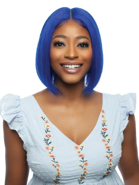 Mane Concept Trill 13A Human Hair HD 6"" Deep Pre-Colored Lace Front Wig - ROYAL BLUE STRAIGHT BOB TROC2331