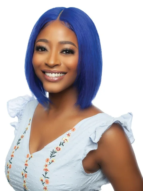 Mane Concept Trill 13A Human Hair HD 6"" Deep Pre-Colored Lace Front Wig - ROYAL BLUE STRAIGHT BOB TROC2331