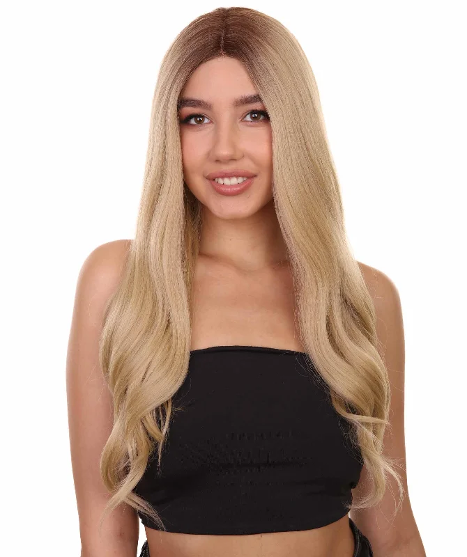 Aurelia Women's Long Length Lace Front Wavy Hair With Dark Roots - Adult Fashion Wigs | Nunique