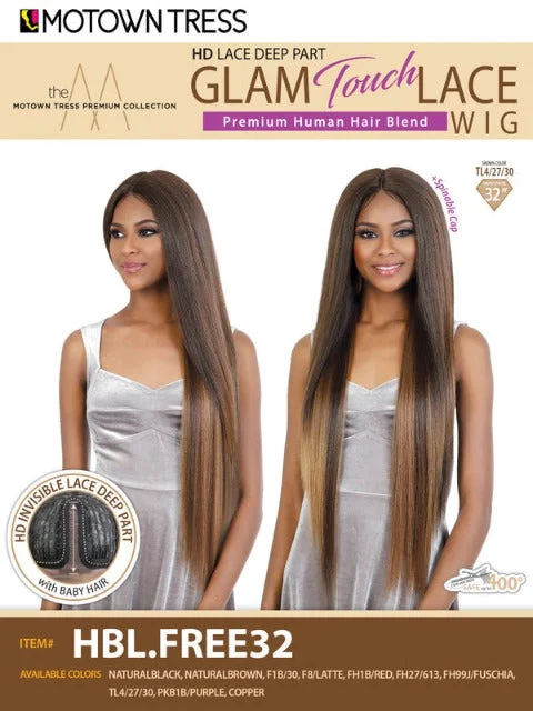 Motown Tress Premium Human Hair Blend Glam Touch Lace Wig - HBL.FREE32