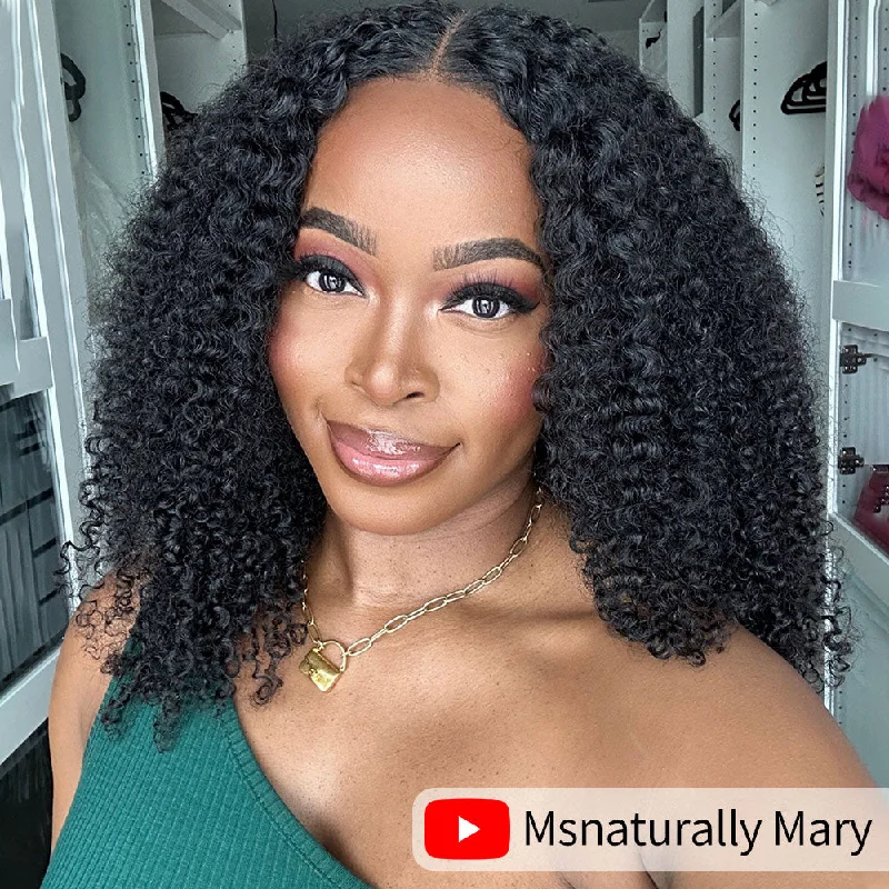 Junoda Air Wig 4x6 Pre-Cut Lace Kinky Curly Human Hair Wigs Glueless Wear & Go Quick Hairstyle cs1